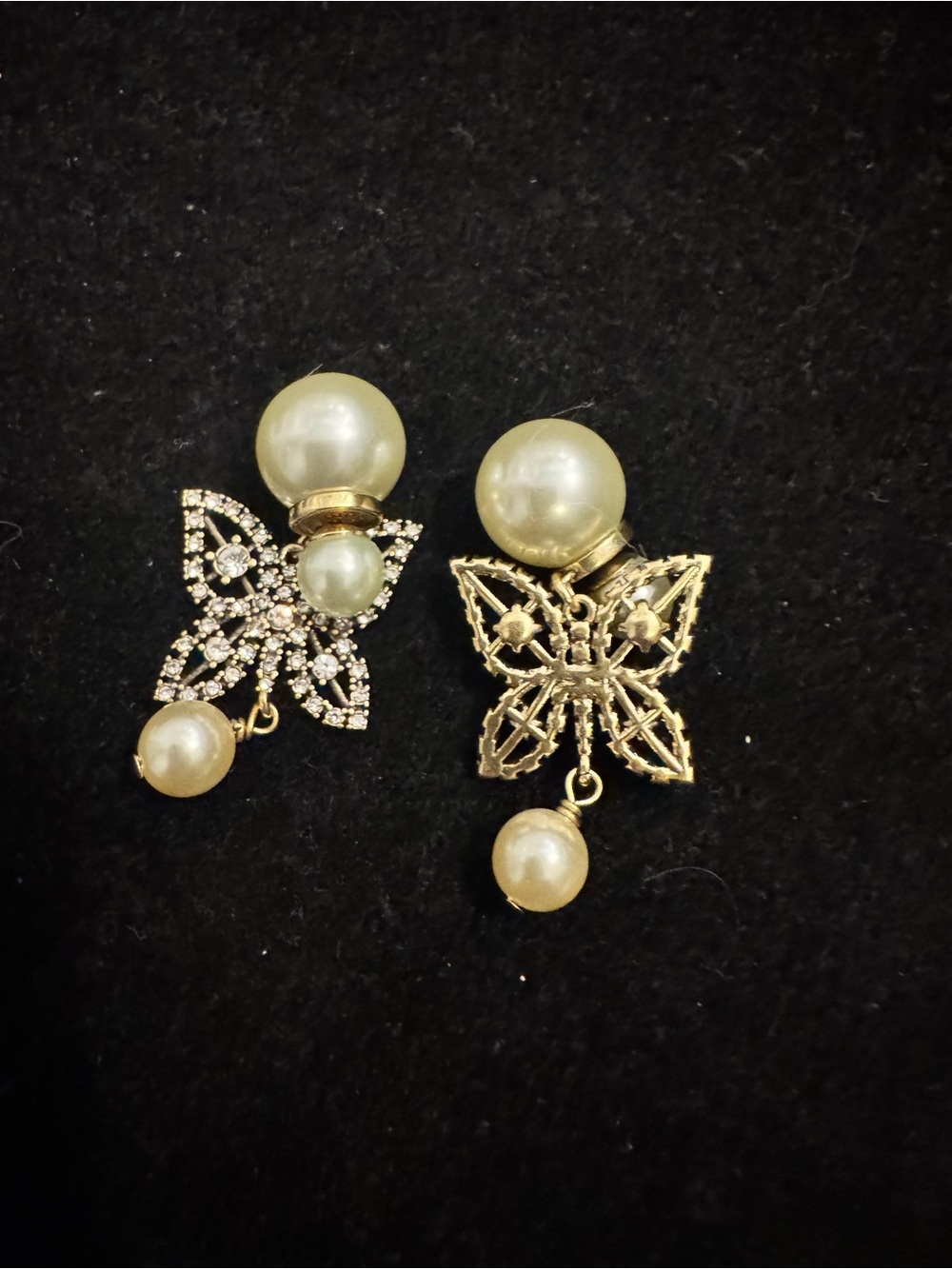Dior Pearl and Crystal Gold-Tone Floral Drop Earrings - Picture 4 of 9